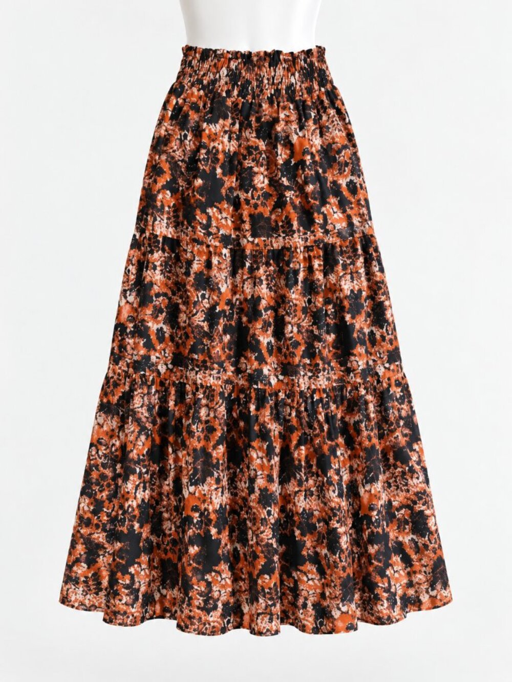 Maeve Anthropologie Midi Skirt Sz S Floral Tiered Pull on Fall Boho